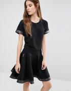 Diesel Stud Detail Skater Dress With Zip Pockets - Black
