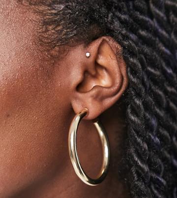 Image Gang 18k Gold Plated 50mm Tube Hoop Earrings