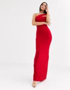 Club L London One Strap Shoulder Maxi Dress In Red