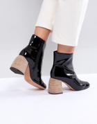 Asos White Shasta Premium Patent Leather Heeled Boots - Black