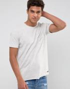 Brave Soul Basic Raw Edge T-shirt - Cream