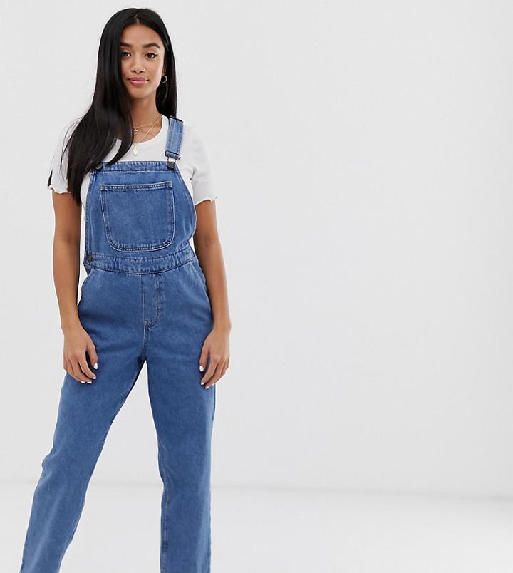 Noisy May Petite Mom Denim Overall-blue