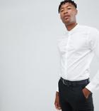 Asos Design Tall Skinny Shirt In With Grandad Collar - White
