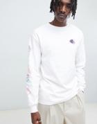 Diamond Supply Trotter Passport Long Sleeve T-shirt With Sleeve Print In White - White