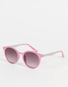 Topshop Plastic Milky Pink Round Sunglasses