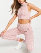 Twill Active Recycled Tie Waist Seamless Leggings In Pink Leopard