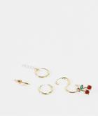Madein 5 Pack Earrings In Gold Hoop And Lemon Charm-multi