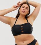 Simply Be Bandeau Bikini Top With Removeable Halterneck In Black - Black