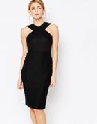 Oasis Cross Front Rib Tube Dress - Black