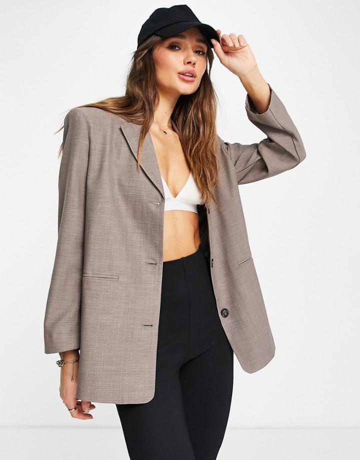 Asos Design Dad Blazer In Heather Brown