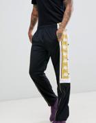 Kappa Joggers With Popper Hem And Large Logo Taping In Black & Gold - Black