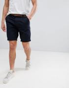 Threadbare Belted Chino Shorts - Navy