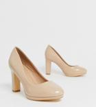 Simply Be Wide Fit Abigail Heeled Pumps In Beige