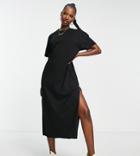 Asyou Midi T-shirt Dress In Black