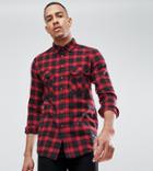 Sixth June Tall Flannel Check Shirt In Red - Red