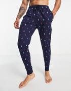 Polo Ralph Lauren Sweatpants With All Over Pony Logo In Navy