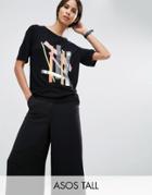 Asos Tall T-shirt With Cutabout Color Block Print In Slouchy Rib - Mul