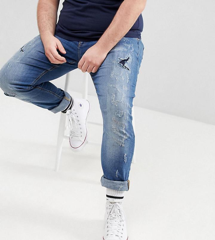 Blend Plus Lunar Light Wash Distressed Super Skinny Jeans - Blue