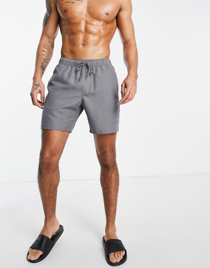 Asos Design Swim Shorts In Gray