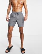 Asos Design Swim Shorts In Gray