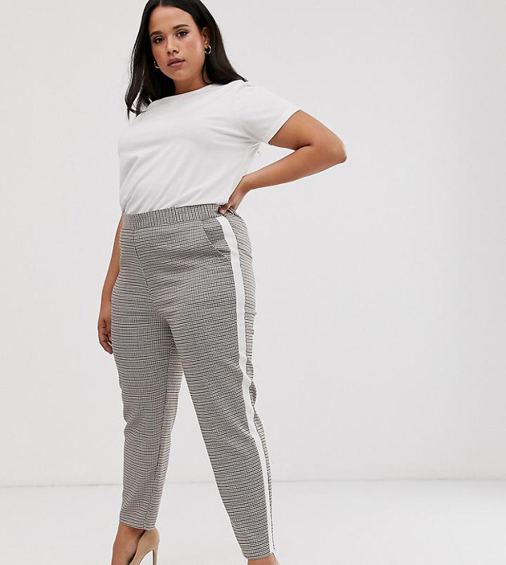 Asos Design Curve Check Side Stripe Tapered Pants