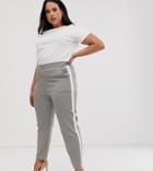 Asos Design Curve Check Side Stripe Tapered Pants