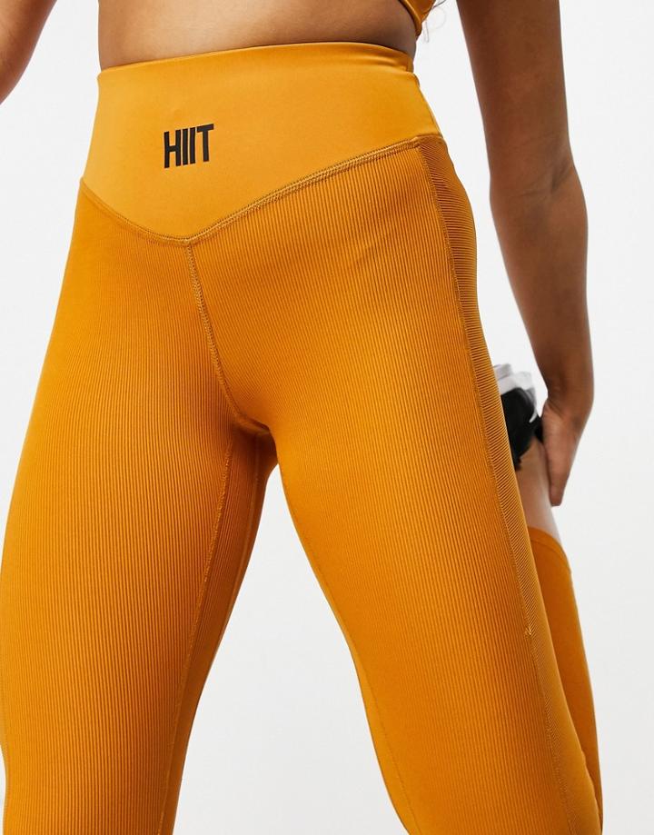 Hiit Ribbed Seamless Leggings In Gold