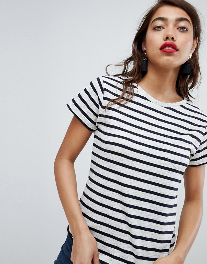 Warehouse Puker Stripe Tee - Navy