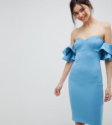 City Goddess Tall Bardot Midi Dress - Blue