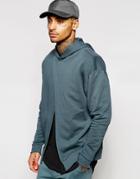 Asos Oversized Split Front Hoodie With Cuff Zips - Gray