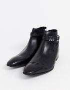 River Island Chelsea Boot With Buckle Strap In Black