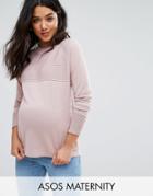 Asos Maternity Sweater With Ripple Stitch Detail - Pink