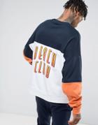 Asos Oversized Sweatshirt Cut & Sew With Beach Club Print - White