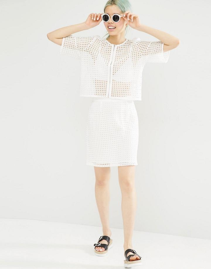 Monki Lace Crochet Skirt - White