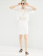 Monki Lace Crochet Skirt - White