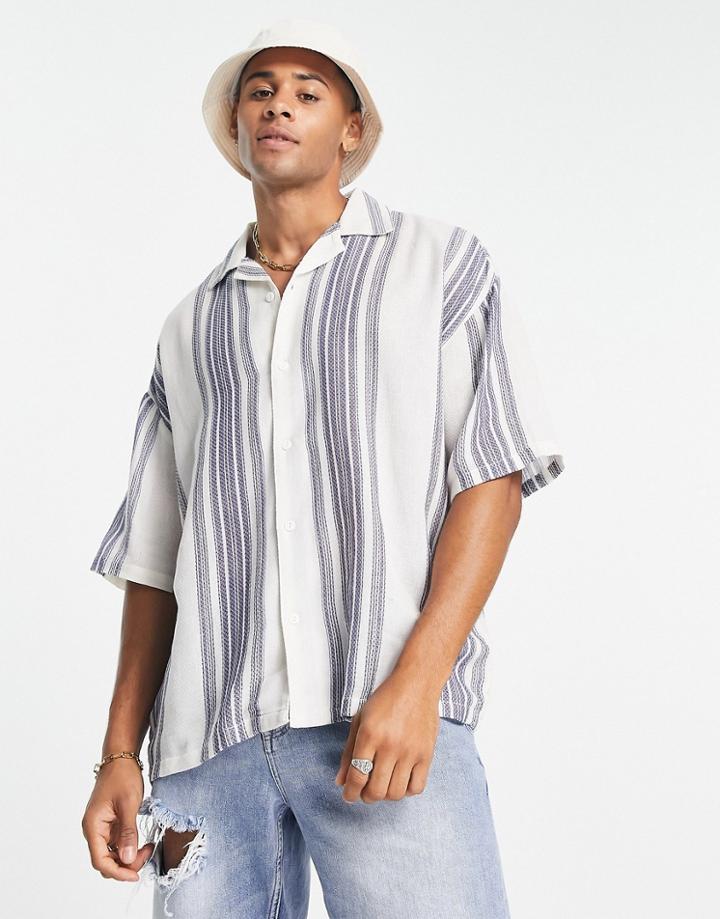 Pull & Bear Striped Shirt In White