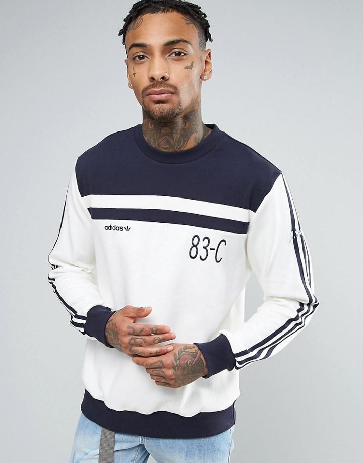 Adidas Originals 83-c Retro Vintage Sweatshirt In Blue Bk5318 - Blue