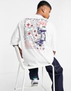 Asos Design Oversized T-shirt In White With Souvenir Back Print