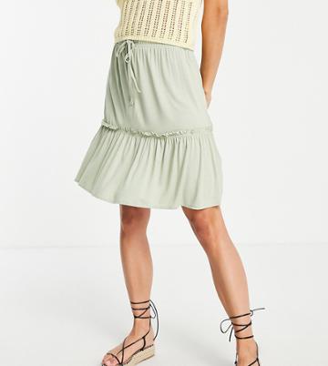 Pieces Tall Mini Skirt In Sage-green