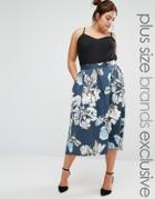 Closet Plus Hi Lo Sateen Printed Midi Skirt - Multi