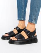 Dr Martens Romi Black Leather Strap Flat Sandals - Black