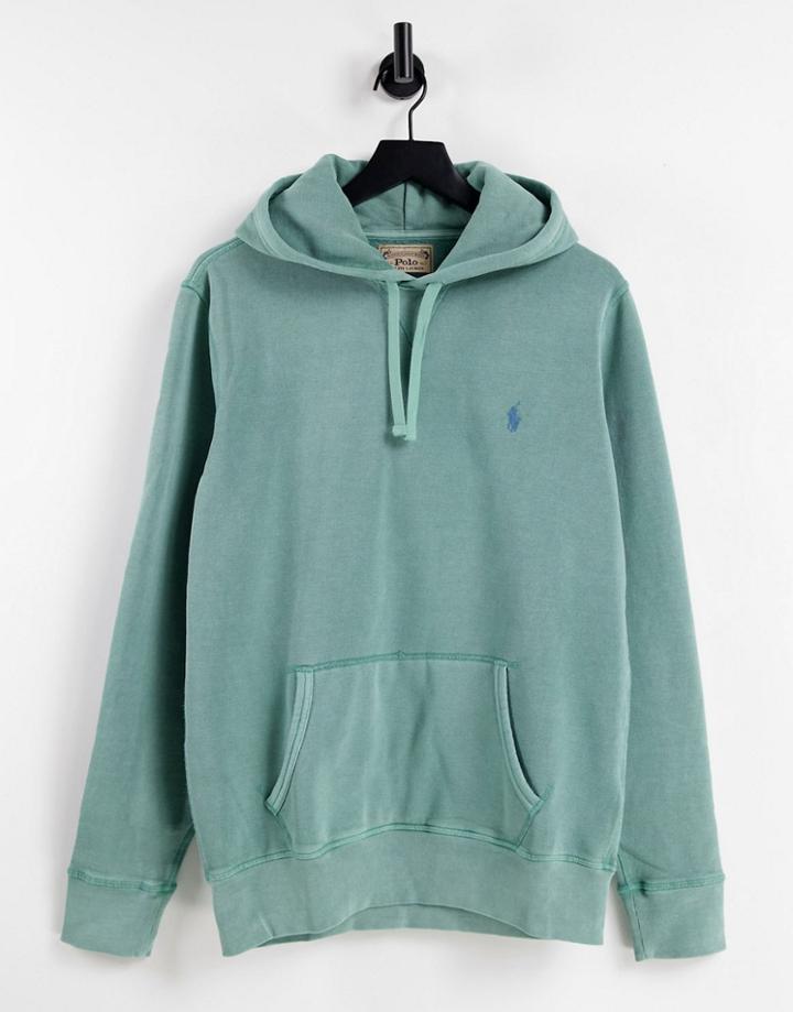 Polo Ralph Lauren Player Logo Garment Dyed Fleece Hoodie In Seafoam Green