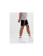 Asos Design Spray On Denim Shorts With Power Stretch In Black With Side Stripe - Black