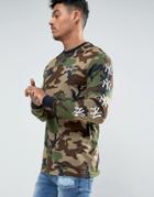 New Era Camo Long Sleeve T-shirt With Yankees Sleeve Print - Green