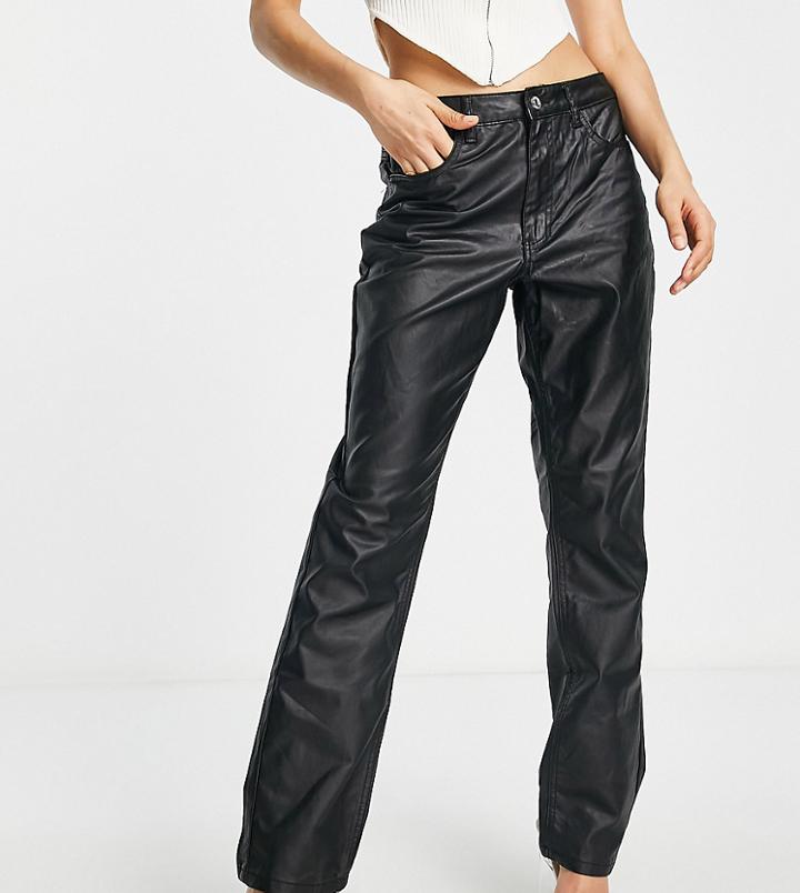 Missgudied Petite Wrath Coated High Rise Jeans In Black