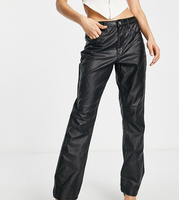 Missgudied Petite Wrath Coated High Rise Jeans In Black