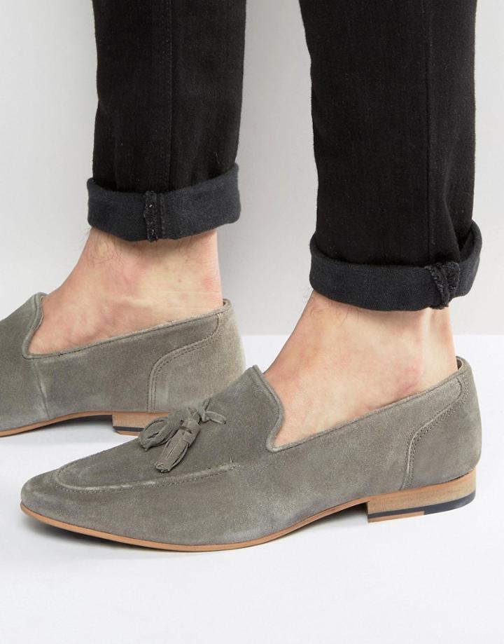 Kg By Kurt Geiger Tassel Loafers In Gray Suede - Gray