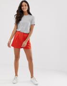 Asos Design Linen A-line Shorts - Red