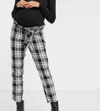 Asos Design Maternity Check Side Stripe Tie Waist Pants