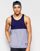 Brave Soul Striped Tank With Contrast Panel - Navy